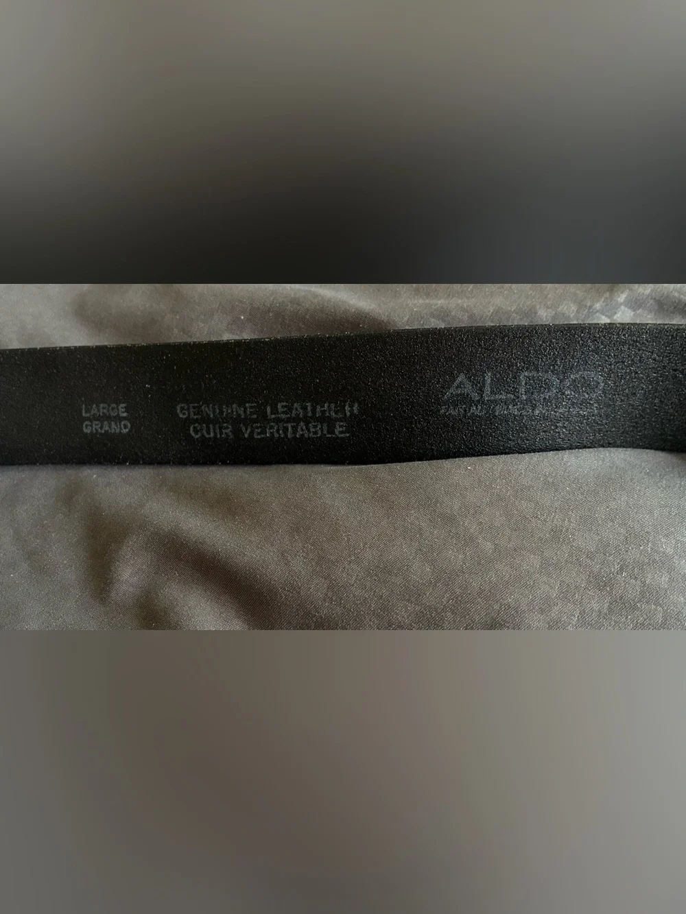 ALDO Unisex Black Leather Belt W/Silver Tone 2” Buckle; Size Large